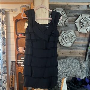 S.L. Fashions Black Tiered Mini Dress